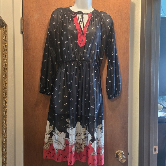 Vintage BEAUTIFUL sheer black & floral dress no tags or size approx szM - Picture 2 of 8